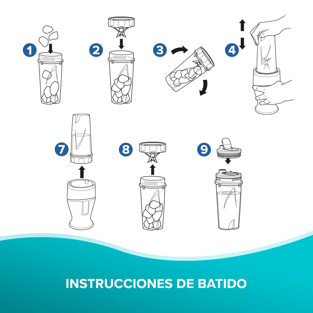 Licuadora Individual Ninja con Auto-iQ® 1000 W, instrucciones de batido