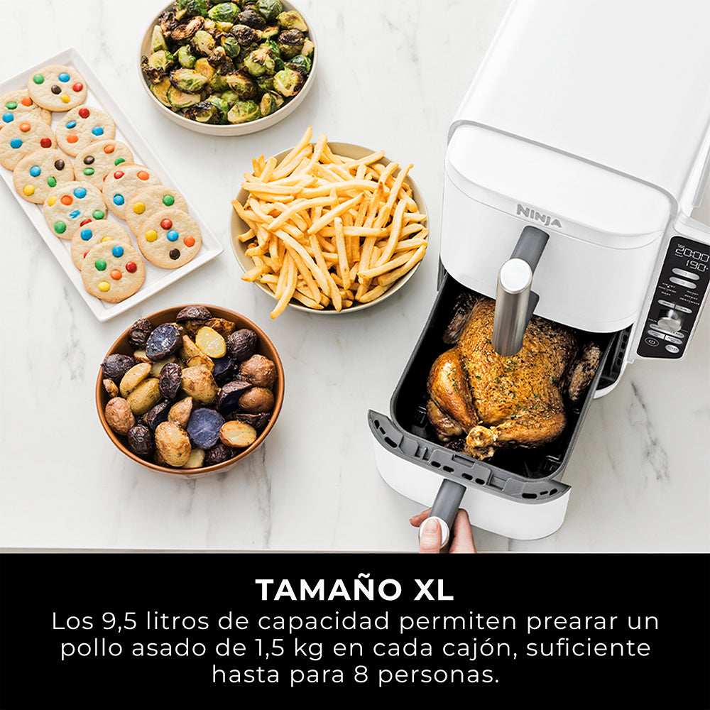 Freidora de Aire Vertical Double Stack XL 9.5L Blanca Ninja