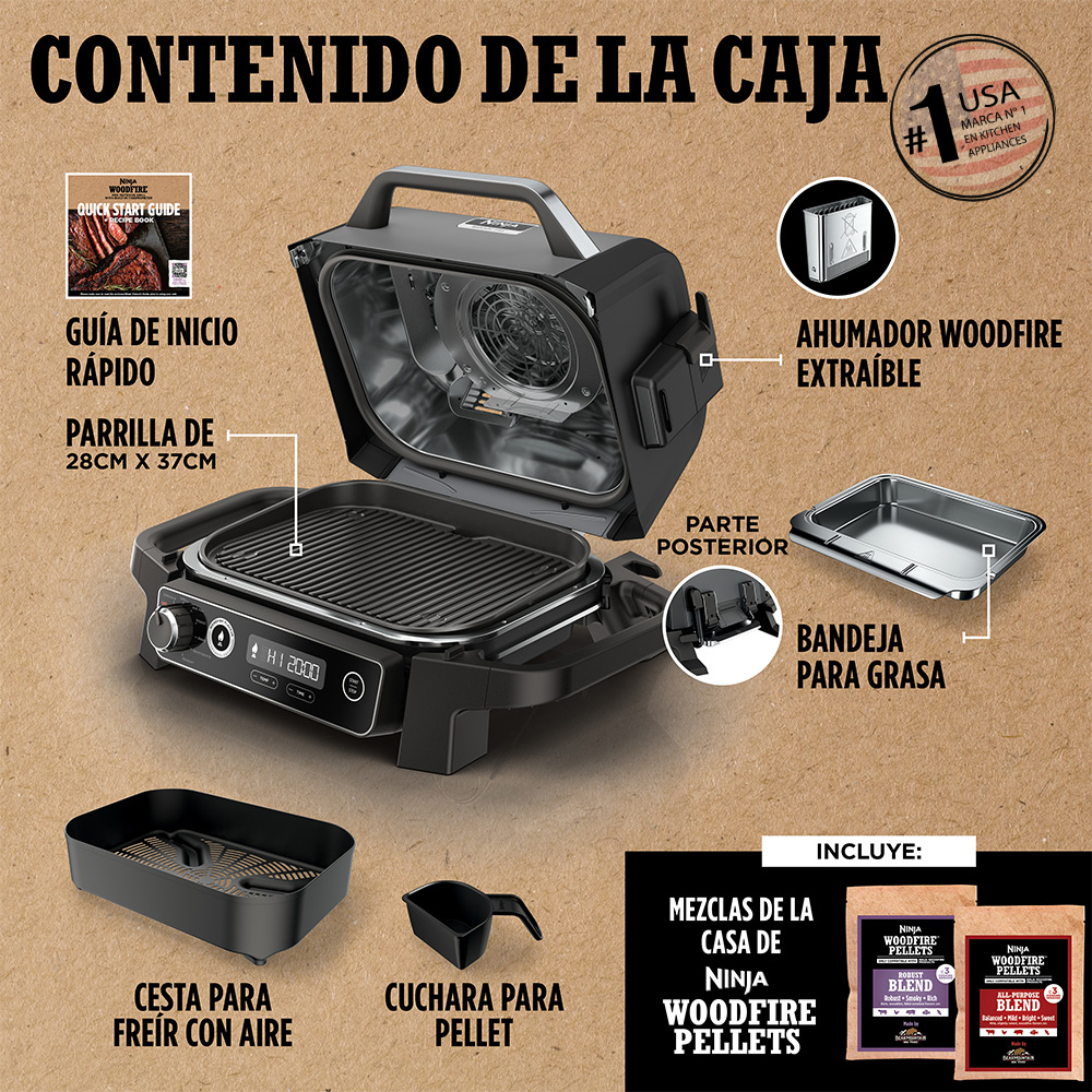 Parrilla eléctrica con Ahumador Ninja Woodfire