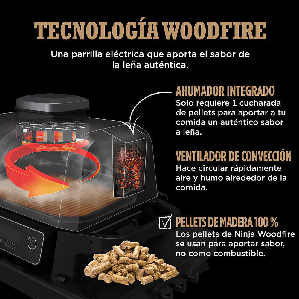 Parrilla eléctrica con Ahumador Ninja Woodfire