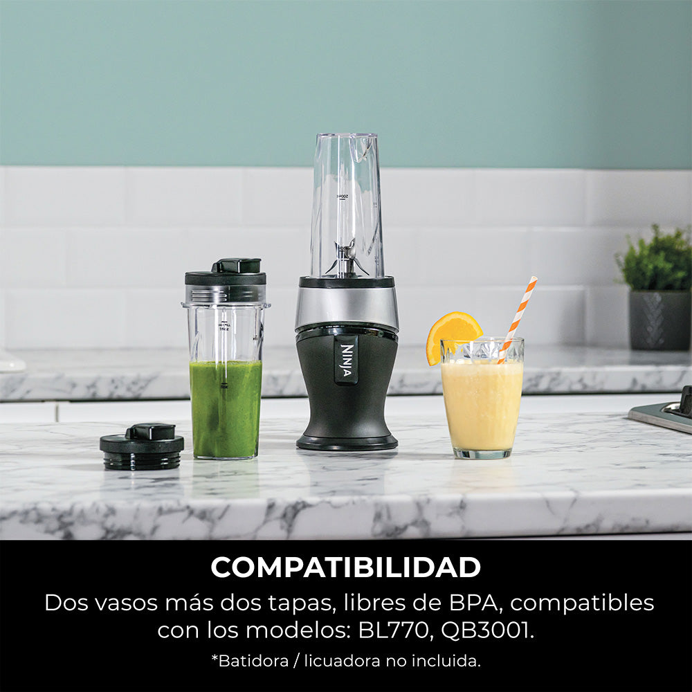 Pack de 2 vasos de 470 ml con tapas herméticas con boquilla Ninja