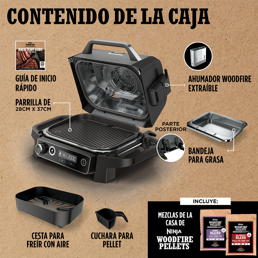 Parrilla eléctrica con Ahumador Ninja Woodfire