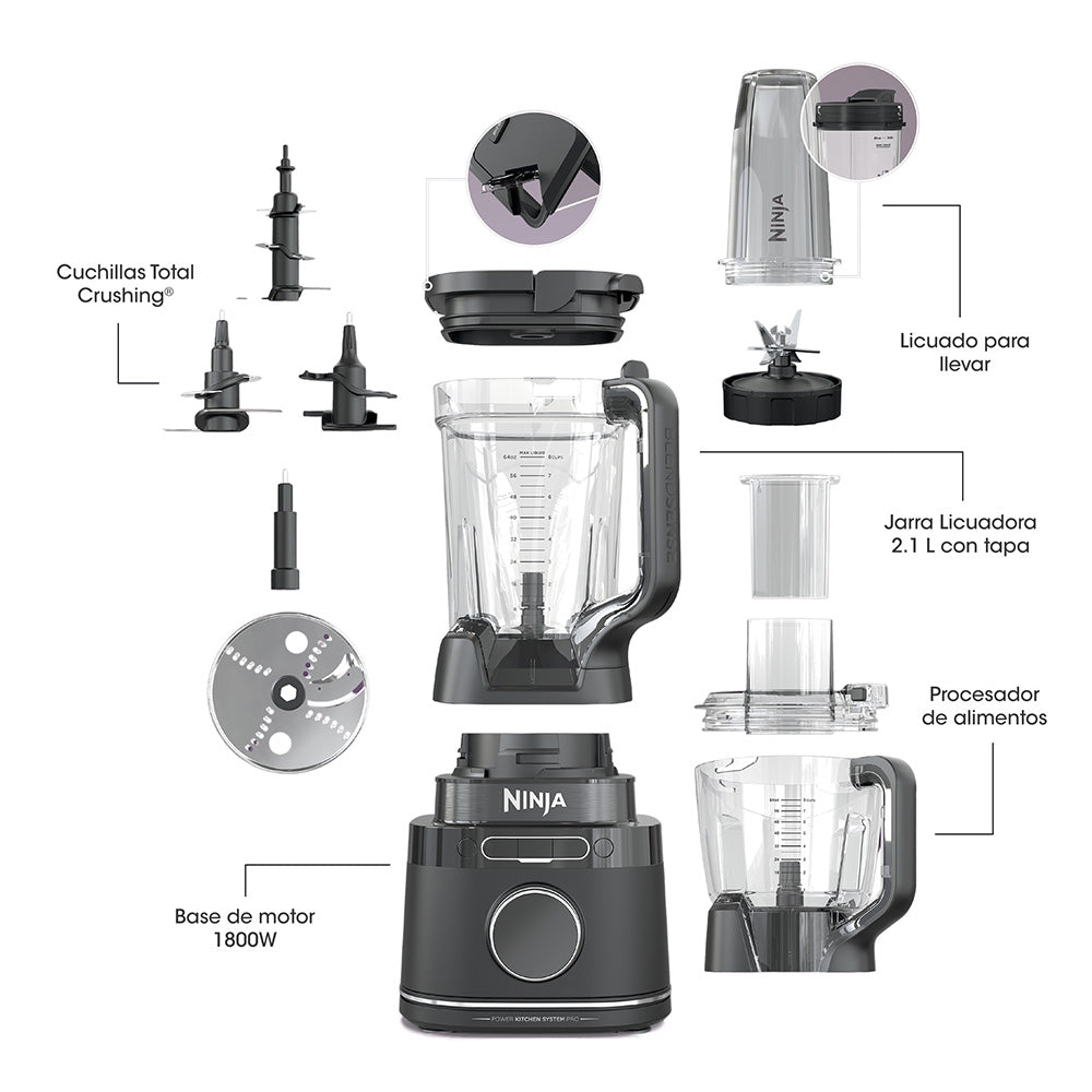 Licuadora y Procesadora 3 en 1 Detect Power Pro Blendsense Ninja