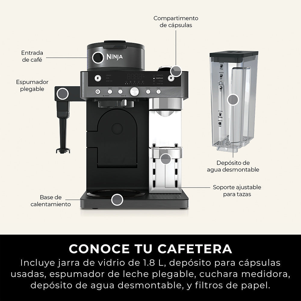 Cafetera 2 en 1 Prestige DualBrew con Espumador Integrado Ninja