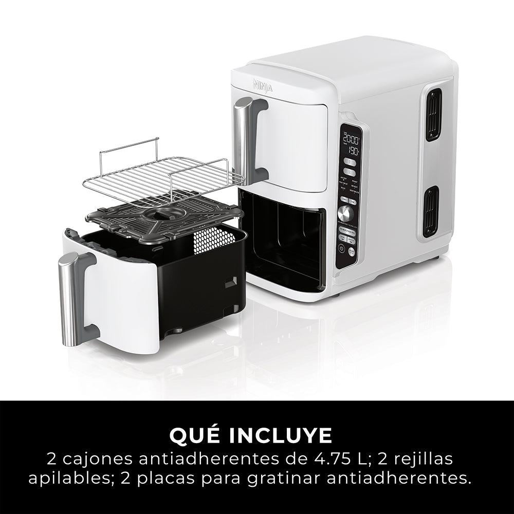 Freidora de Aire Vertical Double Stack XL 9.5L Blanca Ninja