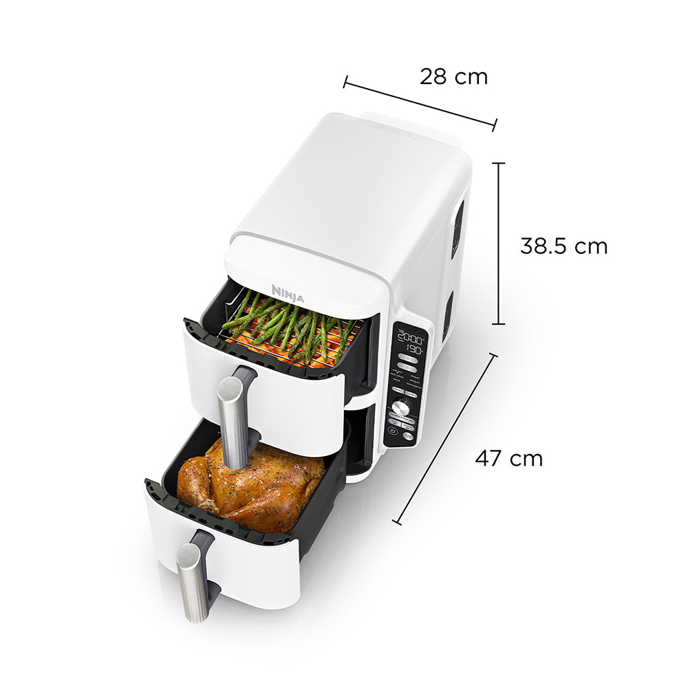 Freidora de Aire Vertical Double Stack XL 9.5L Blanca Ninja