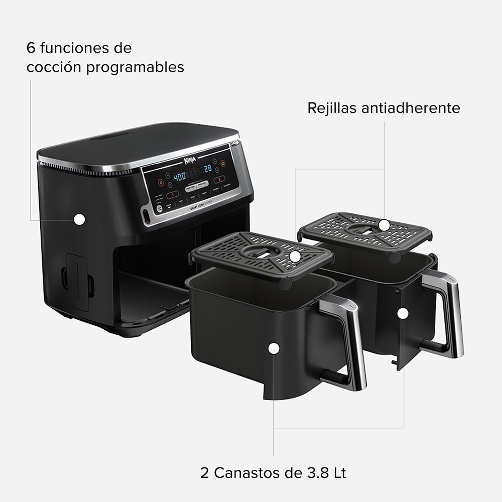 Freidora de Aire doble Ninja 6 en 1 de 7.6L