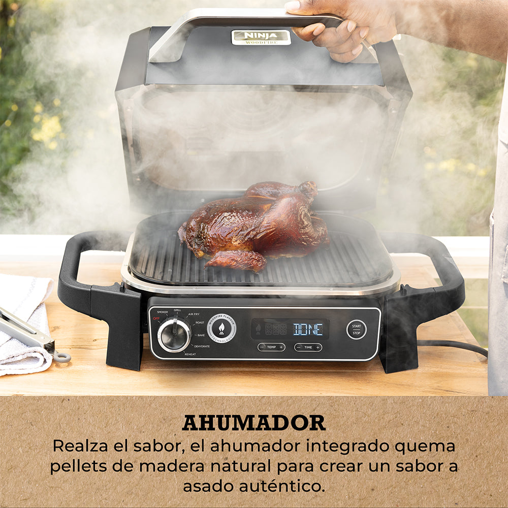 Parrilla eléctrica con Ahumador Ninja Woodfire