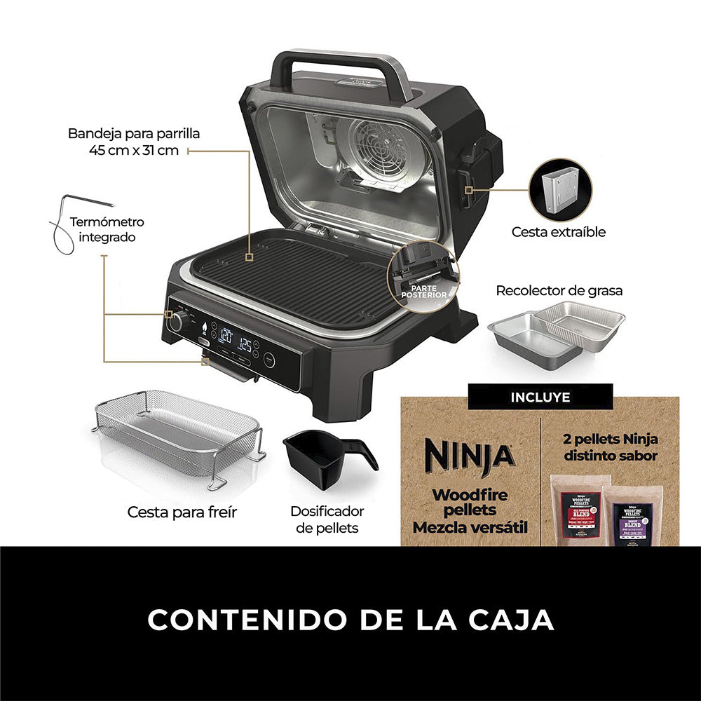 Parrilla eléctrica con Ahumador Ninja Woodfire Pro XL