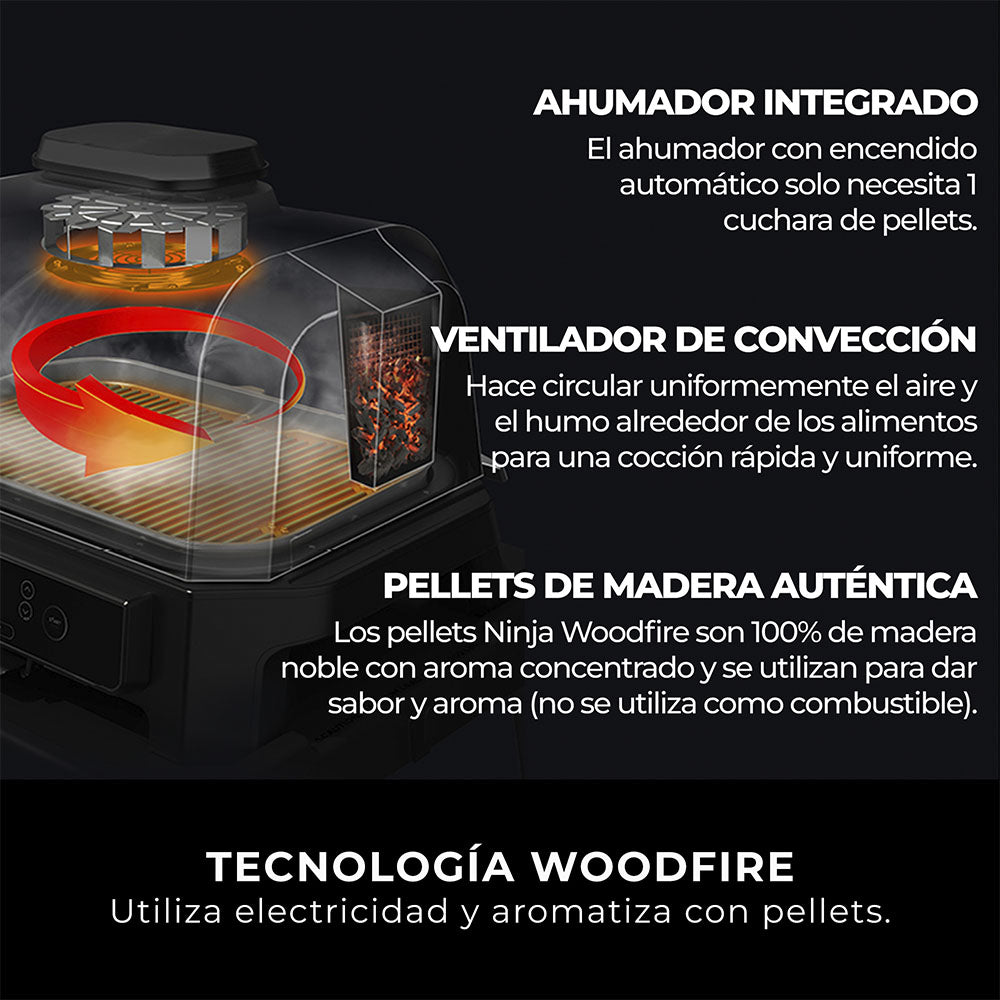Parrilla eléctrica con Ahumador Ninja Woodfire Pro XL